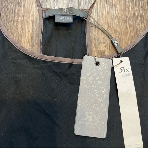 NWT Women’s Black Flowy Racerback Cotton Tank Top Low Cut Size L - Picture 4 of 10